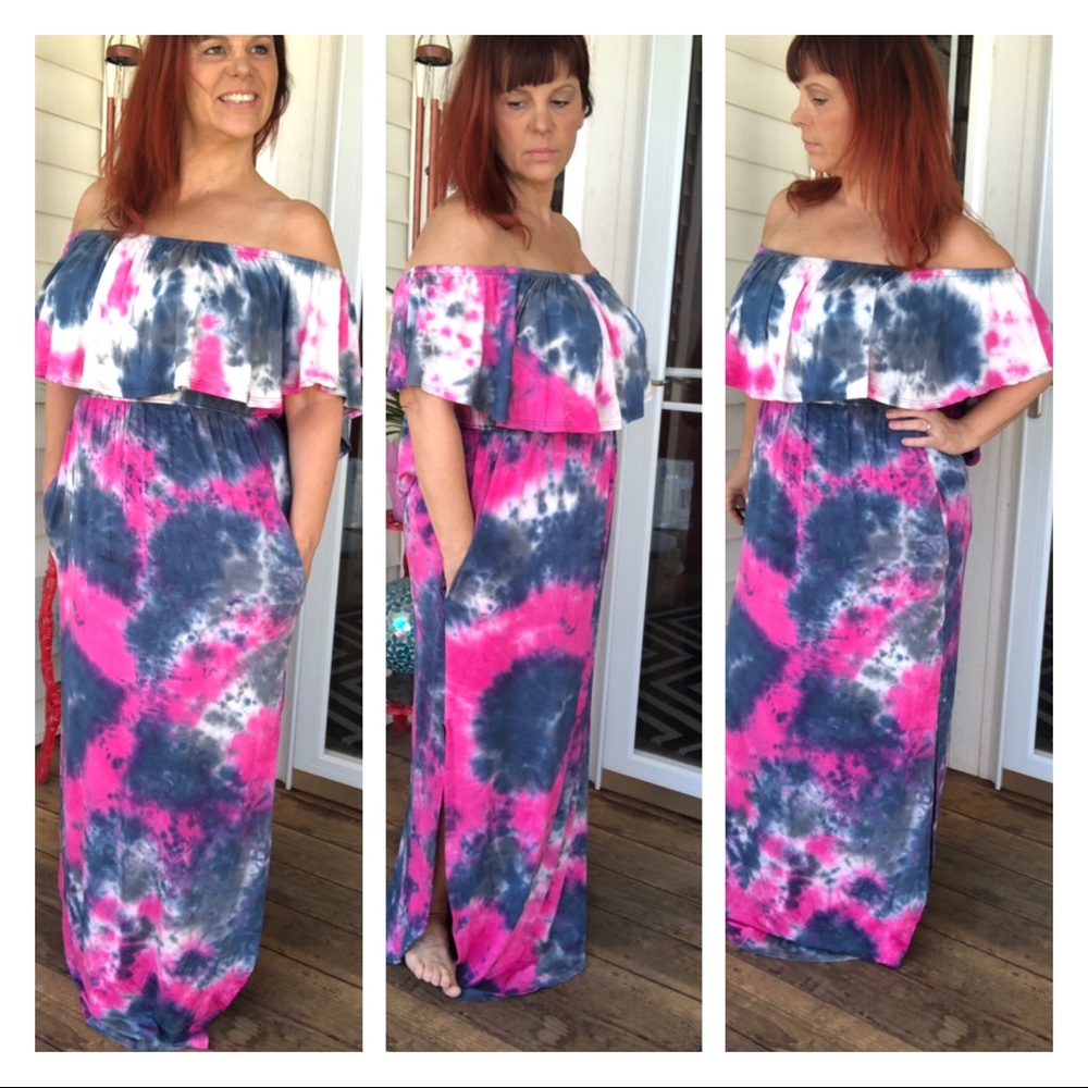 Off Shoulder Tie Dye Dress